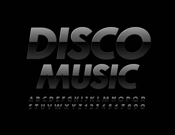 Logotipo Entretenimento Vetorial Disco Music Fonte Black Glossy Letras Números — Vetor de Stock