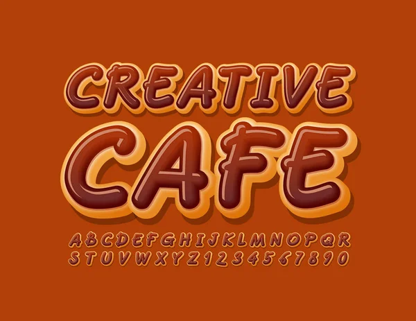 Wektor Słodkie Logo Creative Cafe Czekolada Oszklone Czcionka Smaczny Zestaw — Wektor stockowy