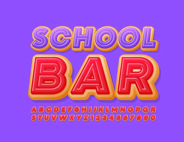 Vektorové Kreativní Logo Školní Bar Bright Cake Font Sweet Donut — Stockový vektor