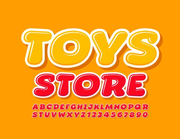 Vector Helles Emblem Toys Store Schrift Comic Stil Rote Verspielte — Stockvektor