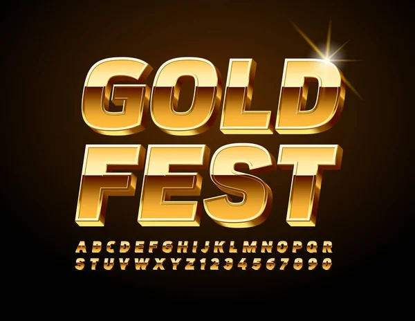 Tarjeta Evento Vectorial Gold Fest Fuente Brillante Estilo Premium Brillante — Archivo Imágenes Vectoriales
