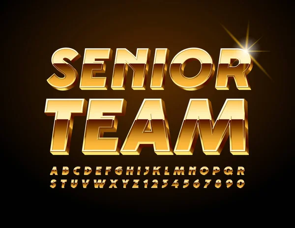 Vector Premium Logo Senior Team Glanzend Lettertype Elegante Gouden Alfabet — Stockvector