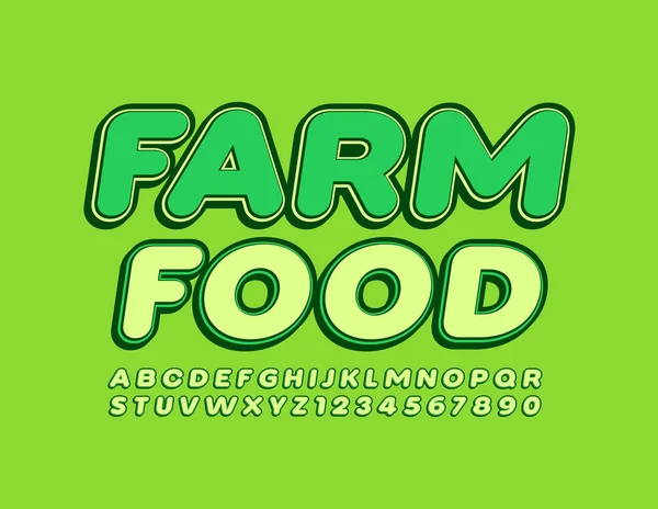 Vecteur Éco Signer Farm Food Police Moderne Mode Alphabet Vert — Image vectorielle