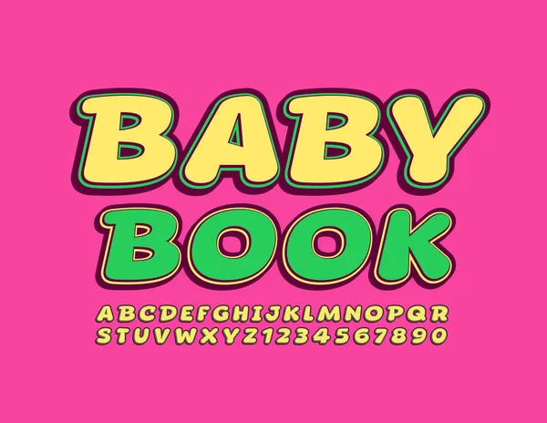 Vector Brillante Signo Libro Del Bebé Fuente Amarilla Moda Conjunto — Vector de stock