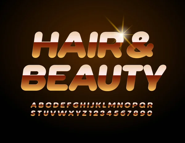 Vector Chique Logo Hair Beauty Glanzend Gouden Lettertype Glamour Luxe — Stockvector