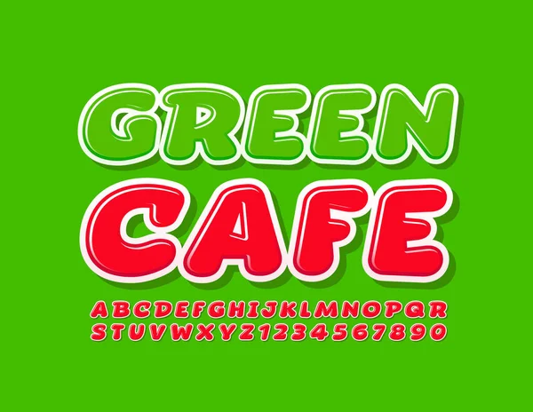 Vector Moderno Logo Green Café Cómico Rojo Font Estilo Lúdico — Archivo Imágenes Vectoriales