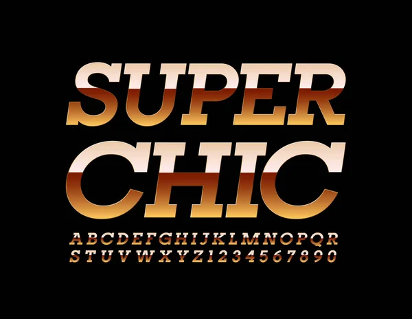Alfabeto Vector Super Chic Oro Moderna Fuente Elegante Elite Brillante — Vector de stock
