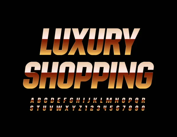 Vector Elegant Logo Luxury Shopping Premium Chic Font Gold Alphabet — Stock Vector