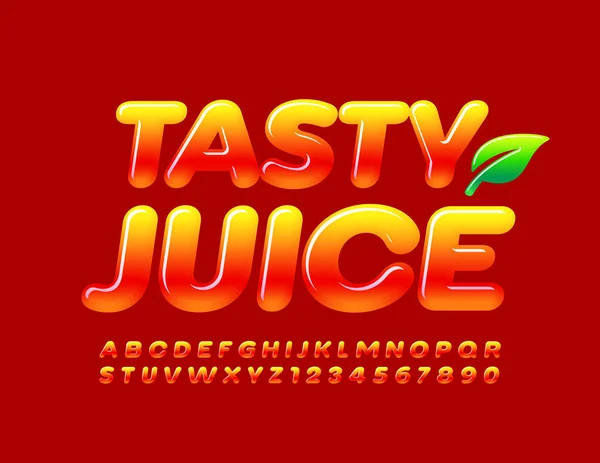 Vector Logo Brillante Tasty Juice Glossy Gradient Font Letras Números — Vector de stock