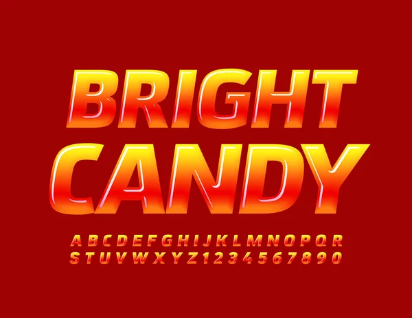 Wektorowe Smaczne Logo Bright Candy Czerwony Żółty Glossy Font Zestaw — Wektor stockowy