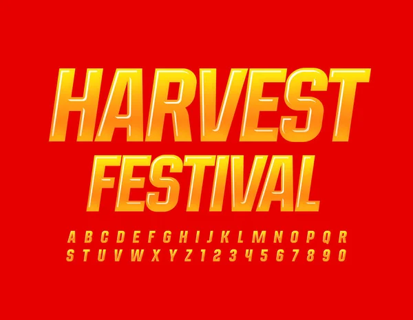 Manifesto Evento Vettoriale Harvest Festival Gradiente Luminoso Font Set Lettere — Vettoriale Stock