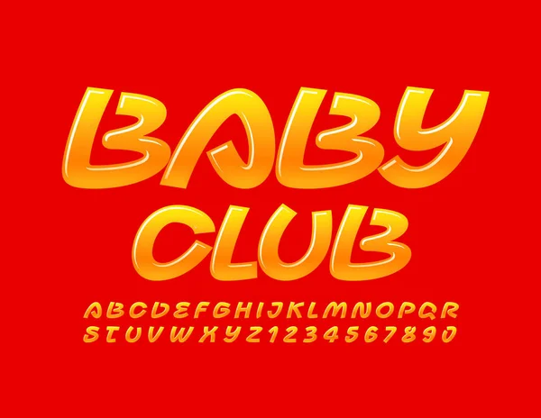 Vector Παιχνιδιάρικο Λογότυπο Baby Club Δημιουργική Πορτοκαλί Γραμματοσειρά Φωτεινά Γυαλιστερά — Διανυσματικό Αρχείο