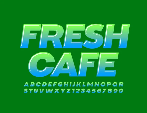 Vektor Modern Logotyp Fresh Cafe Blå Och Grön Blank Font — Stock vektor