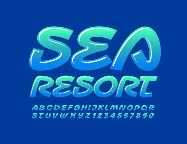 Vektorová Značka Sea Resort Lesklé Kreativní Písmo Umělecké Světlé Luxusní — Stockový vektor
