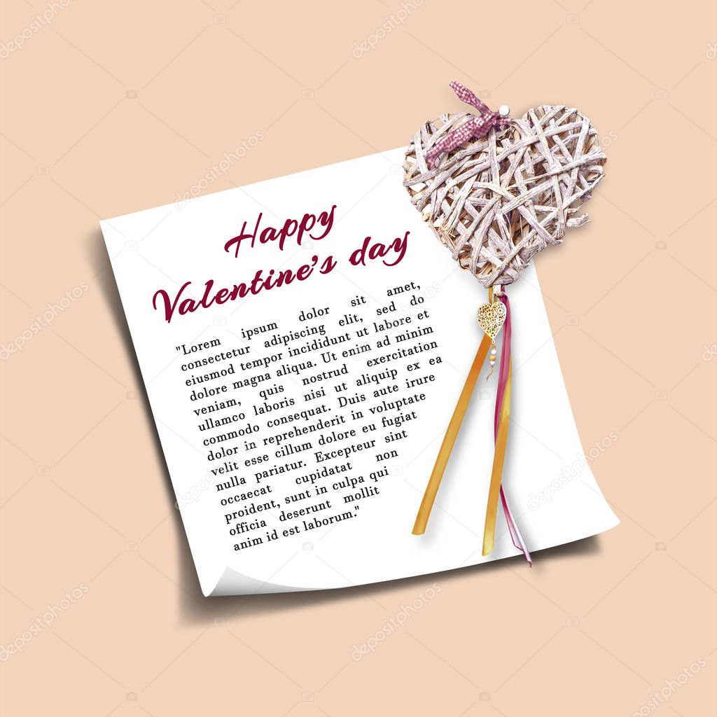 Greeting card template for Valentine's Day, wedding invitation w