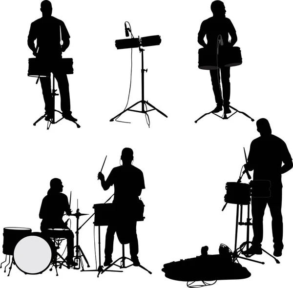 Muzikant Drummer Silhouette Vector — Stockvector