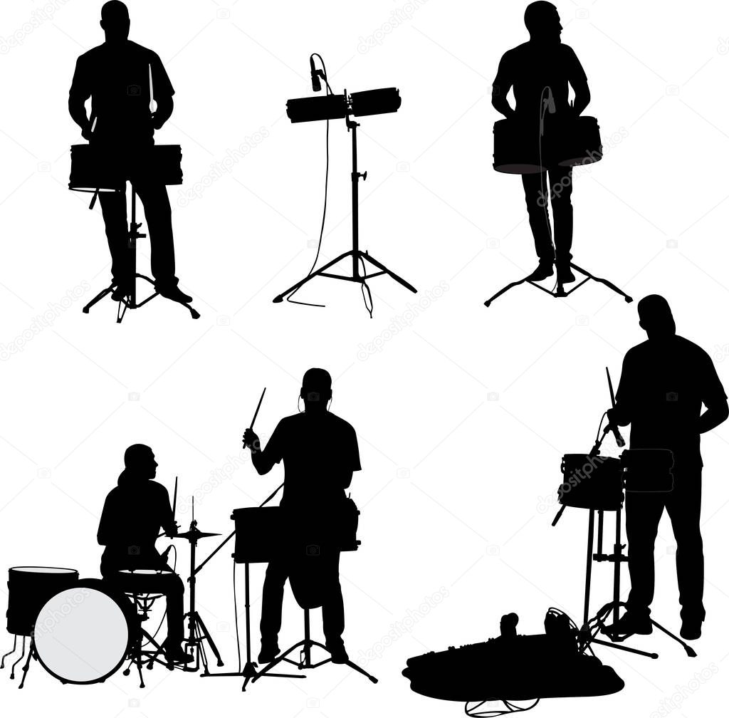 Musician Drummer Silhouette - vector