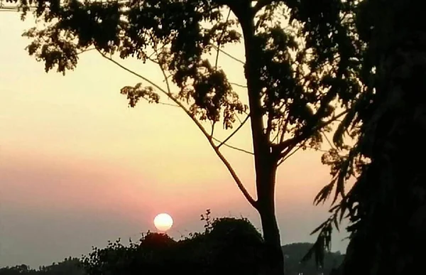 空の青とオレンジの夕日 — ストック写真