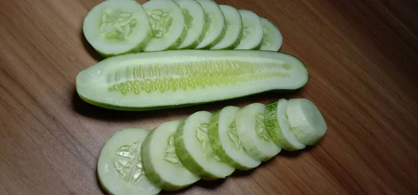 Primer Plano Pepino Fresco Irritable Saludable — Foto de Stock