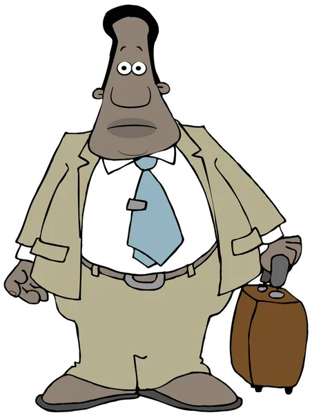 Illustration Black Businessman Carrying Suitcase — Stock Photo, Image