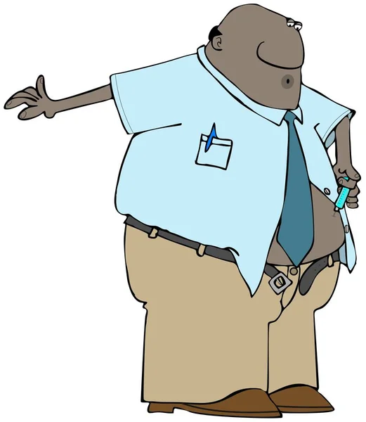 Illustration Overweight Black Man Injecting Himself Insulin His Belly — Stock Photo, Image