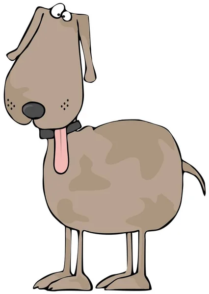 Illustration Spotted Brown Dog Long Tongue Hanging Out — Stock Photo, Image