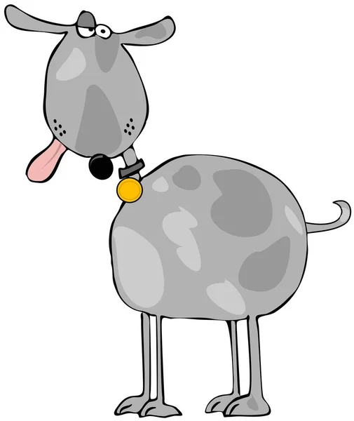 Illustration Goofy Looking Spotted Gray Dog Its Tongue Hanging Out — Stock Photo, Image