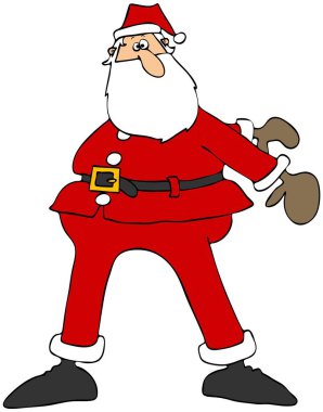 Noel Baba çizimi salıncak kolları arka ve ipi dansı yapıyor.