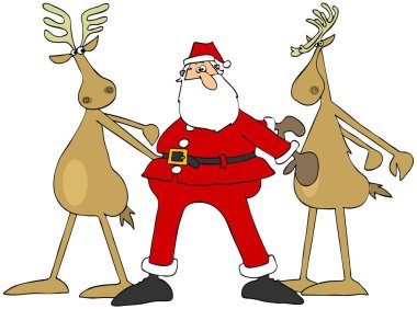 Noel Baba iki onun Ren geyiği ile ipi dans gösterimi.