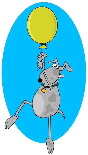 Ilustración Perro Marrón Flotando Aire Colgando Globo Helio — Foto de Stock