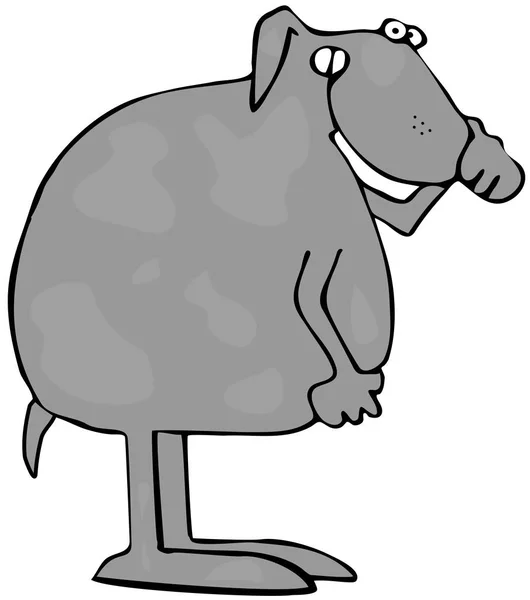 Illustration Gray Dog Holding Its Nose Because Bad Odor — Stock Photo, Image