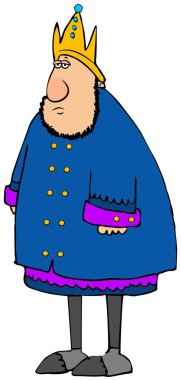 İllüstrasyon mavi bir kıyafet giymiş bir üzgün ve depresyonda kralı.