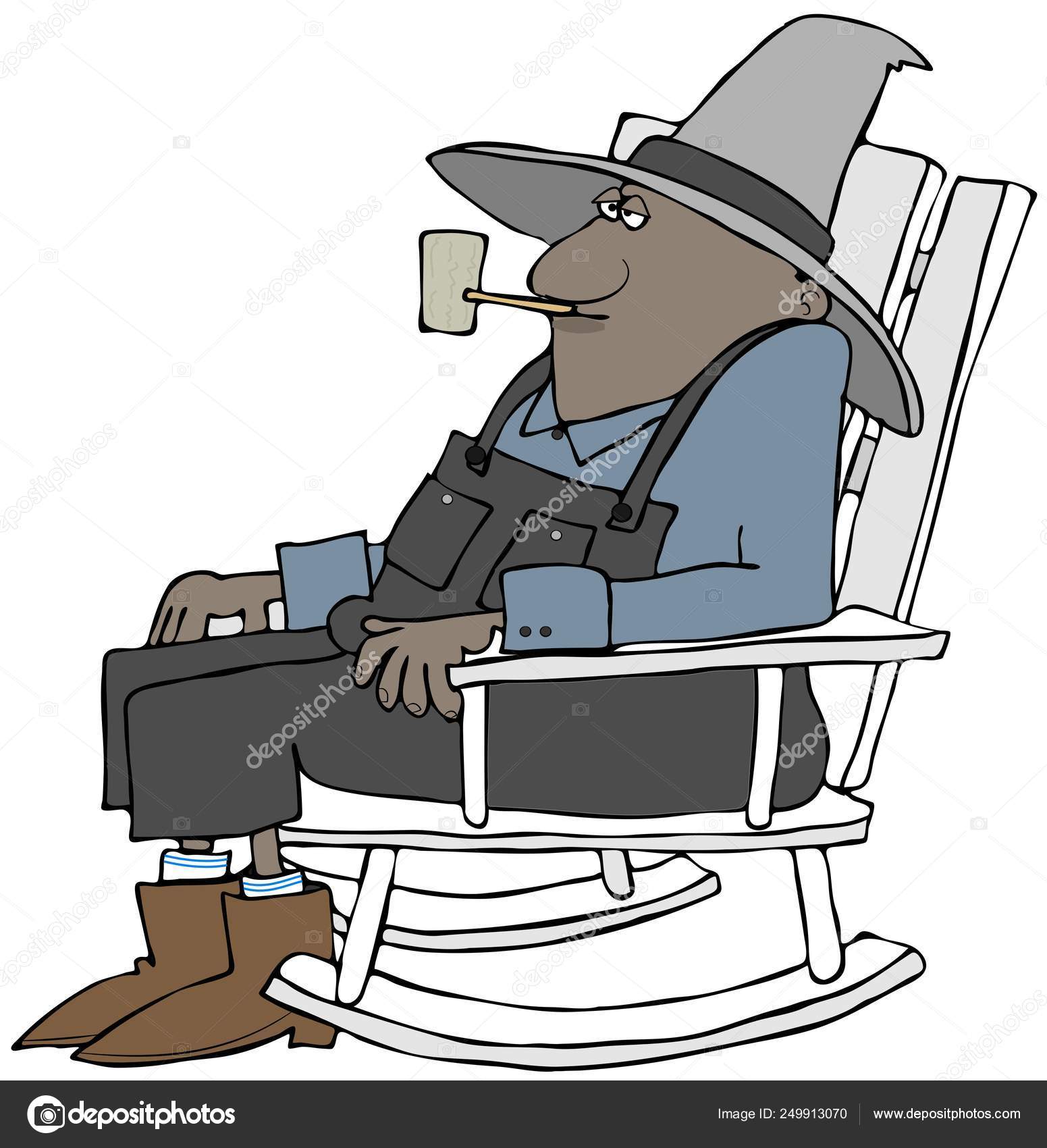 Old Black Man In Rocking Chair Illustration Old Black Man