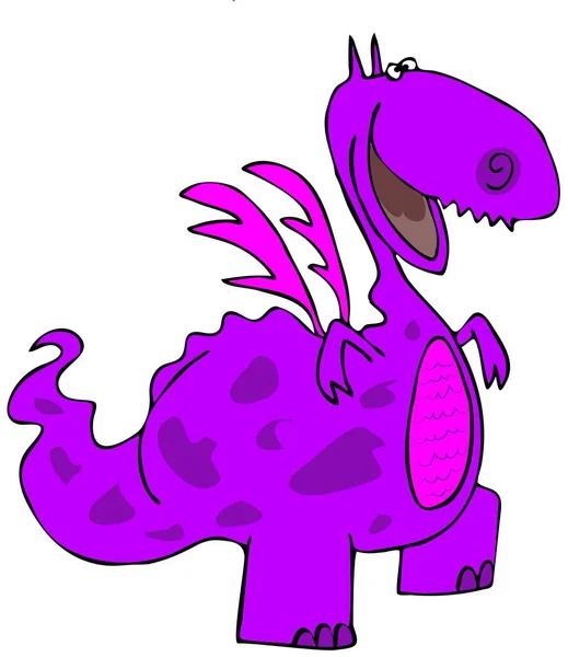 Illustration Happy Purple Dragon Raising Its Foot — Stock Photo, Image