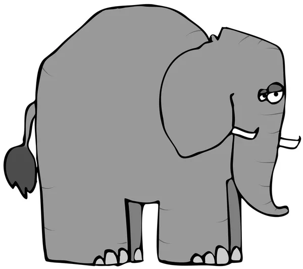 Иллюстрация Застенчивого Серого Слона Стоящего Сбоку — стоковое фото