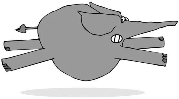Illustration Frightened Elephant Leaping Air — Stock Photo, Image