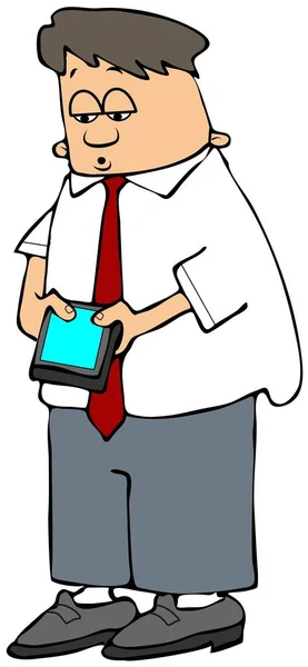 Иллюстрация Молодого Человека Проверяющего Сообщения Своем Смартфоне — стоковое фото