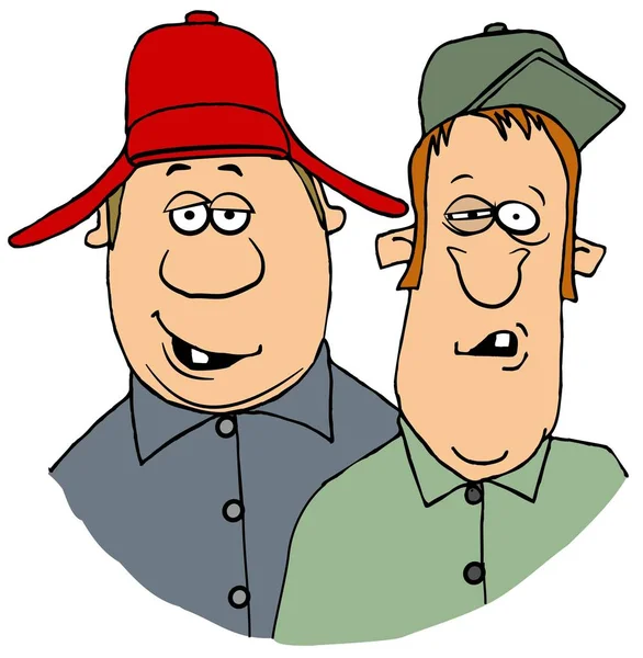 Ilustrace Dvou Podivných Mužů Chybějícími Zuby — Stock fotografie