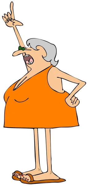 Illustrazione Anziana Donna Dai Capelli Grigi Che Indossa Abito Arancione Foto Stock