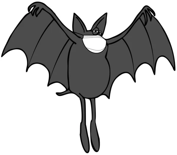 Ilustração Morcego Preto Com Suas Asas Abertas Usando Uma Máscara — Fotografia de Stock