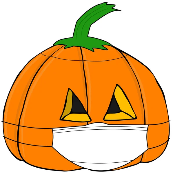 Illustratie Van Een Gesneden Halloween Jack Lantaarn Met Een Gezichtsmasker — Stockfoto