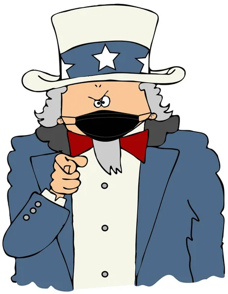 Illustratie Van Een Cartoon Uncle Sam Met Een Zwart Masker — Stockfoto