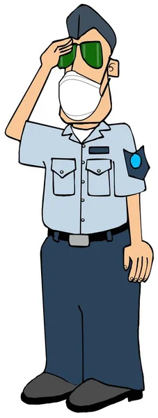 Illustration Amerikansk Flygvapenofficer Uniform Och Klädd Ansiktsmask — Stockfoto