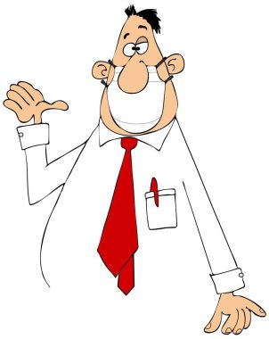 Yüz maskesi takan ama burnunu kapatmayan aptal bir adamın görüntüsü..