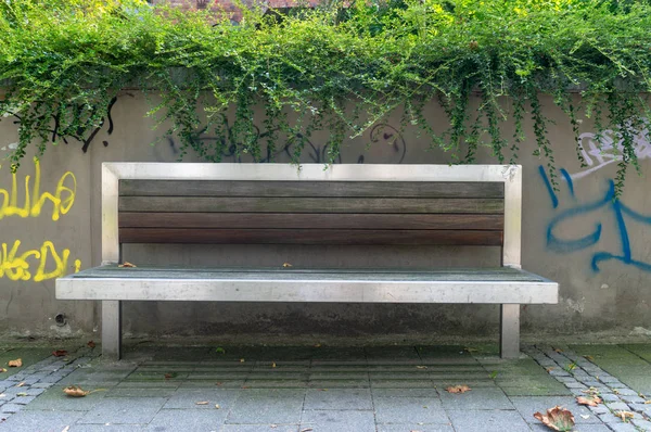 yakın çekim. Bank street ve yeşil çalılar