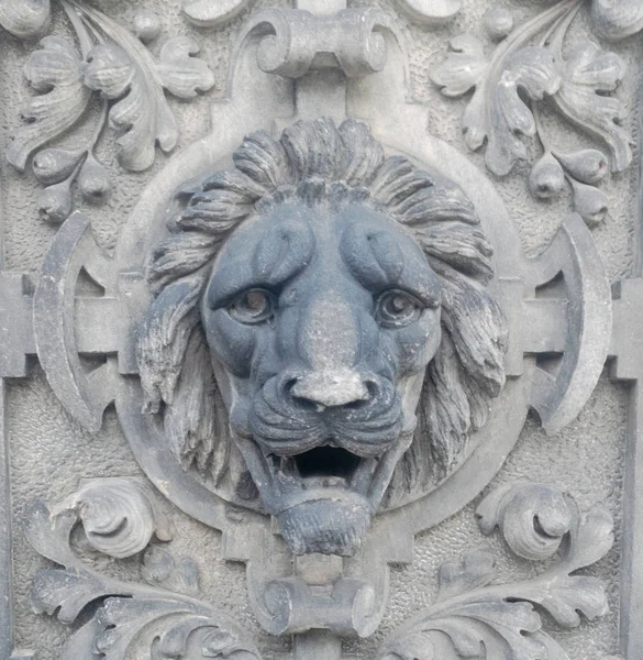 Gros Plan Pierre Lion Élément Décoration — Photo