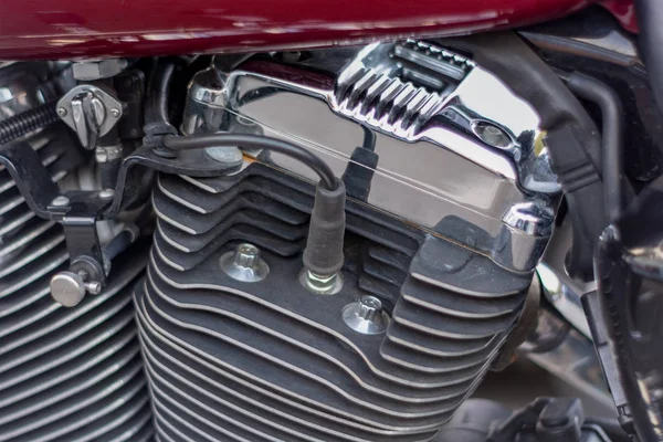 发动机气缸体摩托车特写 — 图库照片