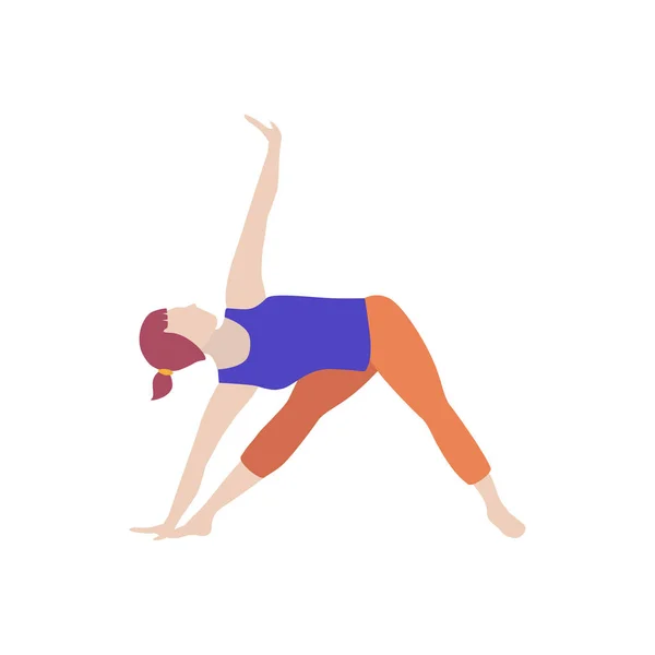 Vector illustration of woman doing yoga pose on poster design, banner. Health activity.