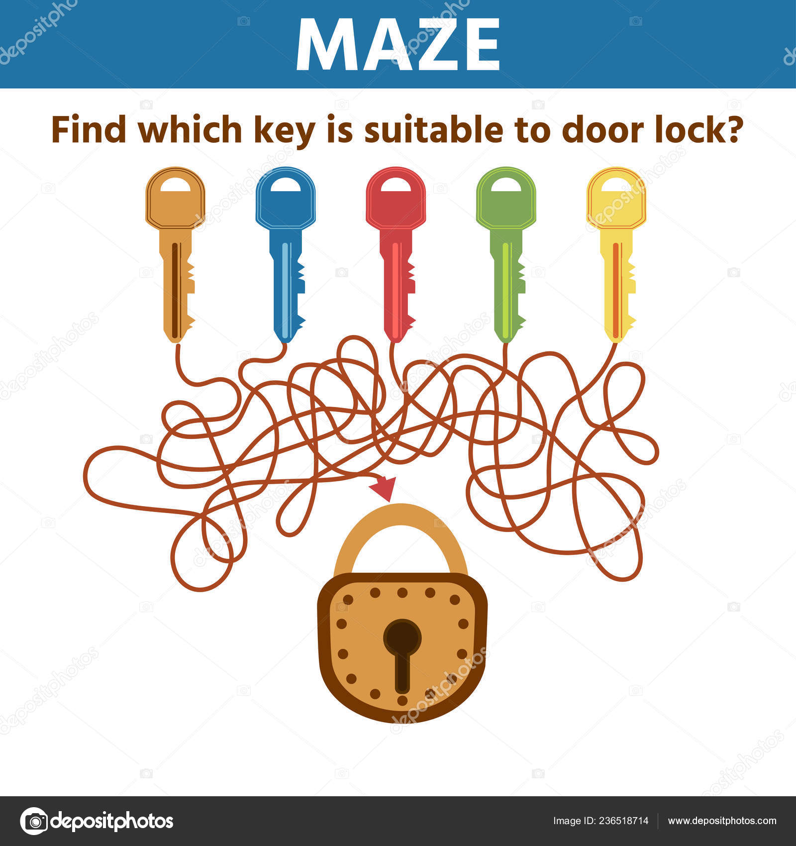 Choose Key Door Maze Game Kids Development Logical Thinking