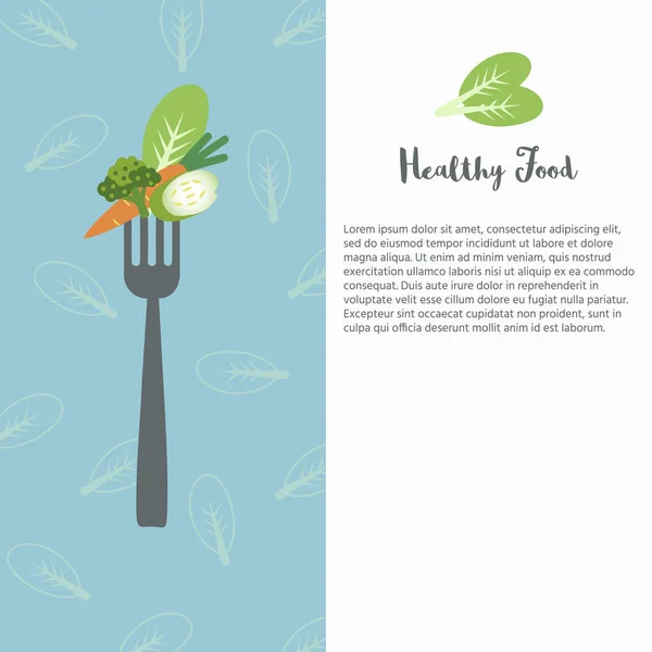 Vegetables on fork. Healthy eating concept. Vector illustration.